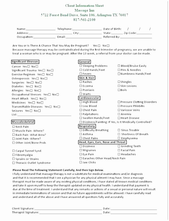 Intake form Template Word Best Of 10 Physical therapy Intake form Template Jruai