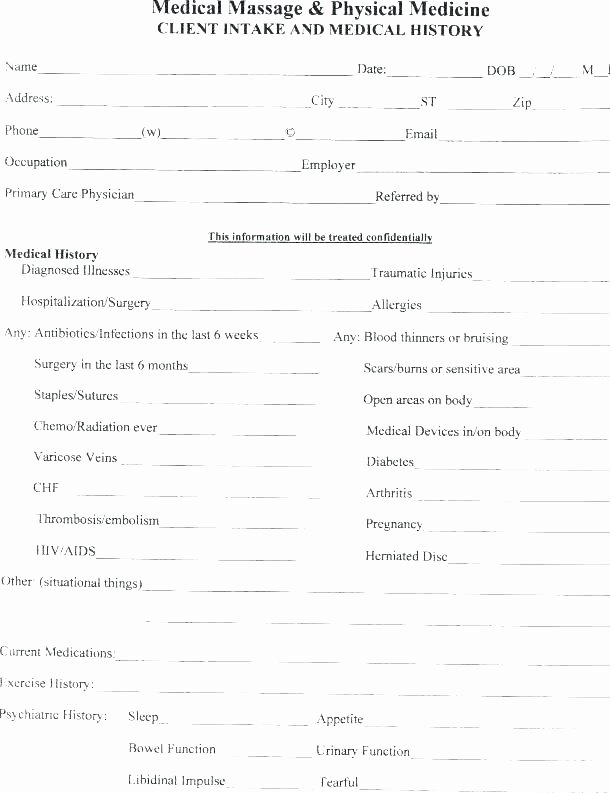 Intake form Template Word New Patient Intake form Template Word