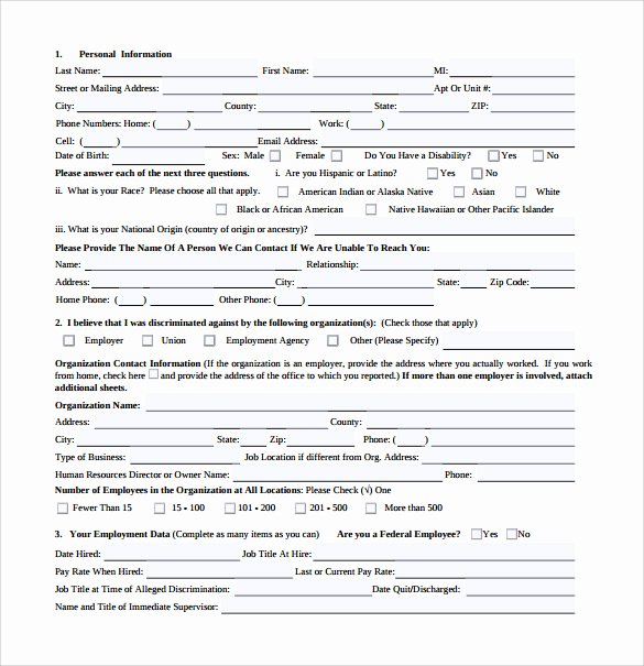 Intake form Template Word New Sample Eeoc Plaint forms 7 Download Free Documents In Pdf Word
