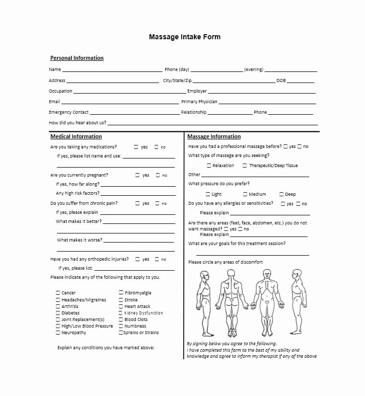 Intake form Template Word Unique 59 Best Massage Intake forms for Any Client Printable Templates
