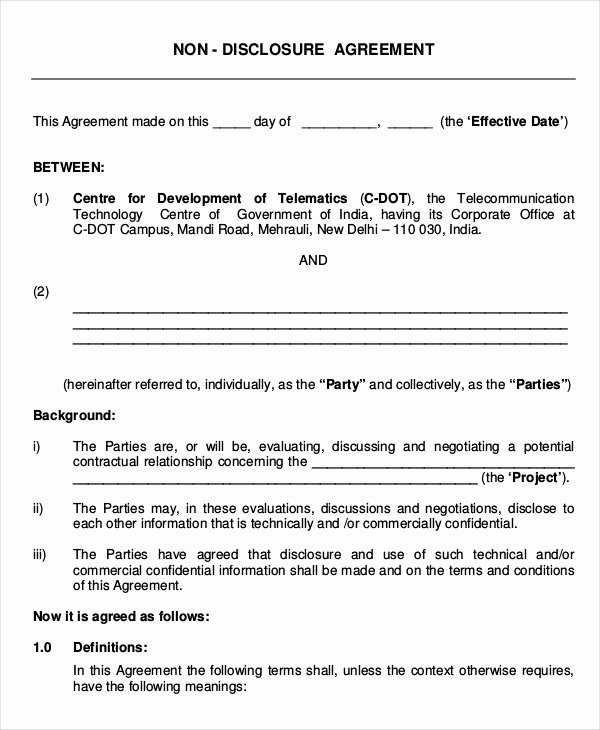 Invention Non Disclosure Agreement Pdf Best Of 23 Non Disclosure Agreement Templates Doc Pdf