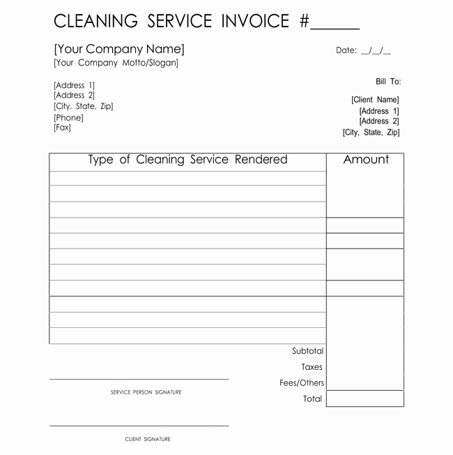 Invoice Template for Cleaning Services Elegant Free Printable Cleaning Service Invoice Templates 10 Different formats
