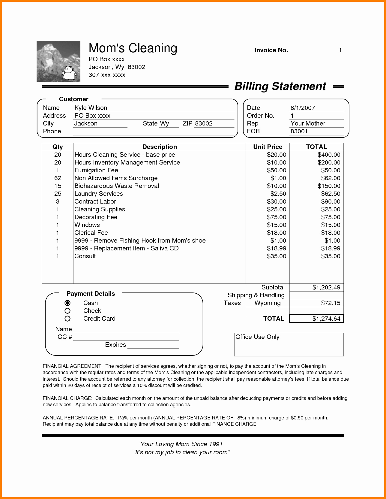 Invoice Template for Cleaning Services Inspirational Cleaning Invoice Example