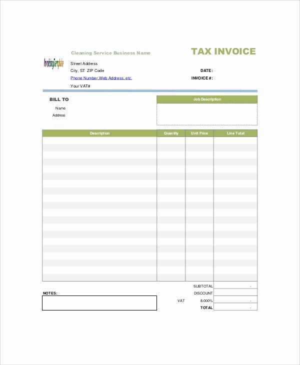 Invoice Template for Cleaning Services Lovely Sample Service Invoice 7 Documents In Pdf Word Docs