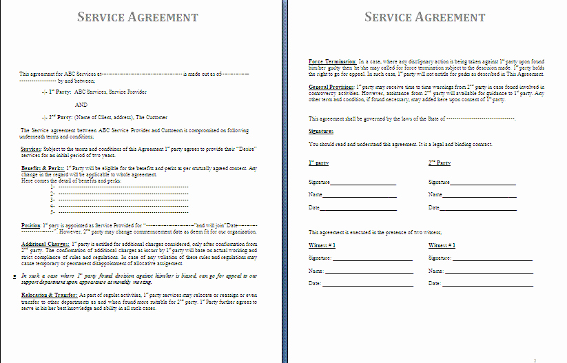 It Service Contract Template Elegant Service Agreement Template