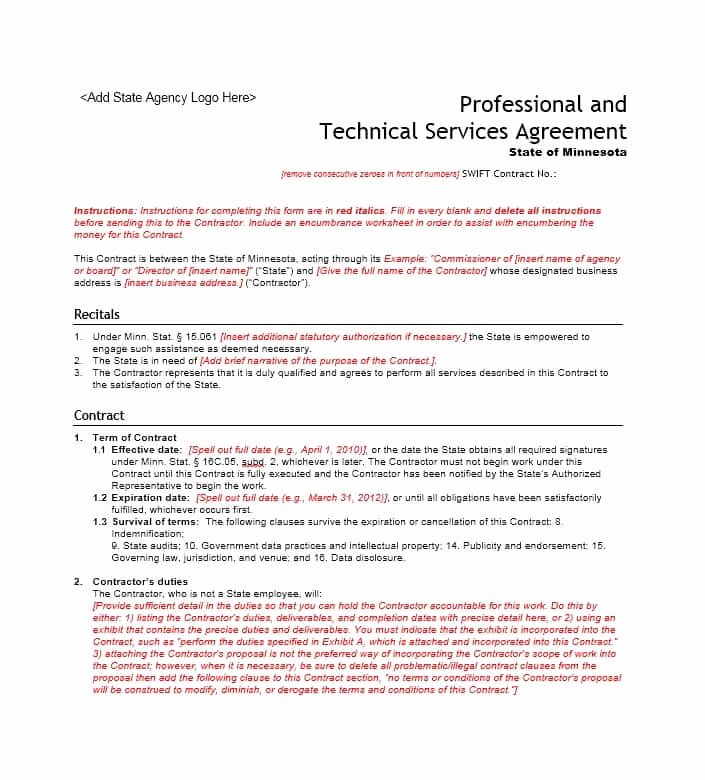 It Service Contract Templates New 50 Professional Service Agreement Templates &amp; Contracts