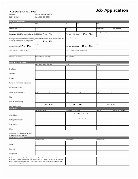 Job Application Template Doc Awesome Free Job Application form Template