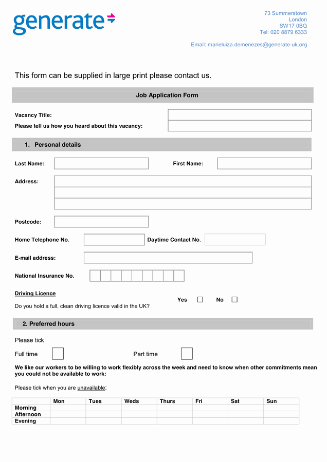 Job Application Template Doc Unique Job Application form Template In Word and Pdf formats