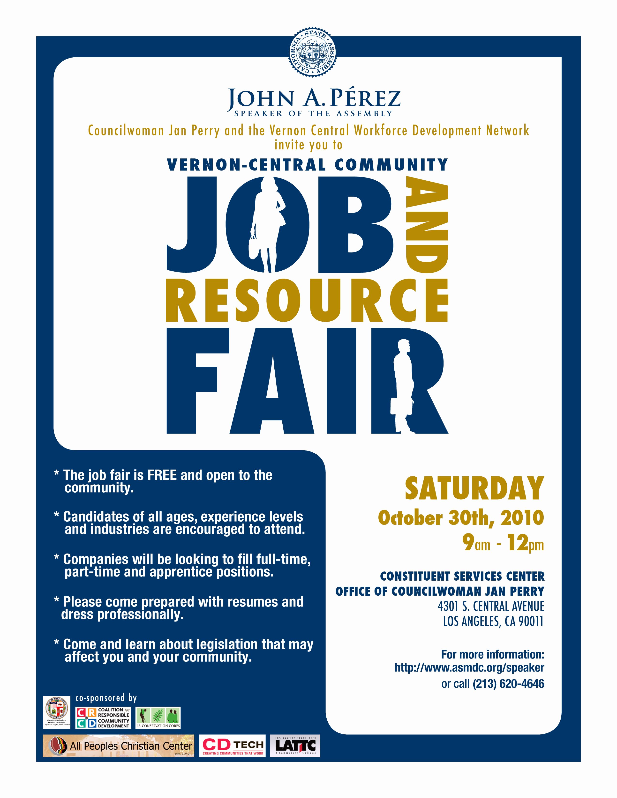 Job Fair Flyer Template Free Lovely Vernon Central Munity Job and Resource Fair Saturday – Supervisor Mark Ridley Thomas