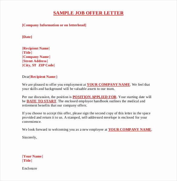 Job Offer Letter Sample Doc Elegant 75 Fer Letter Templates Pdf Doc