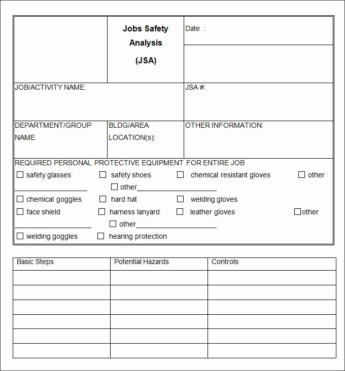 Job Safety Analysis Template Excel Inspirational 10 Sample Job Safety Analysis Templates Pdf Doc