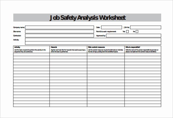 Job Safety Analysis Template Excel Lovely Blank Spreadsheet Template – 15 Free Word Excel Pdf Documents Download