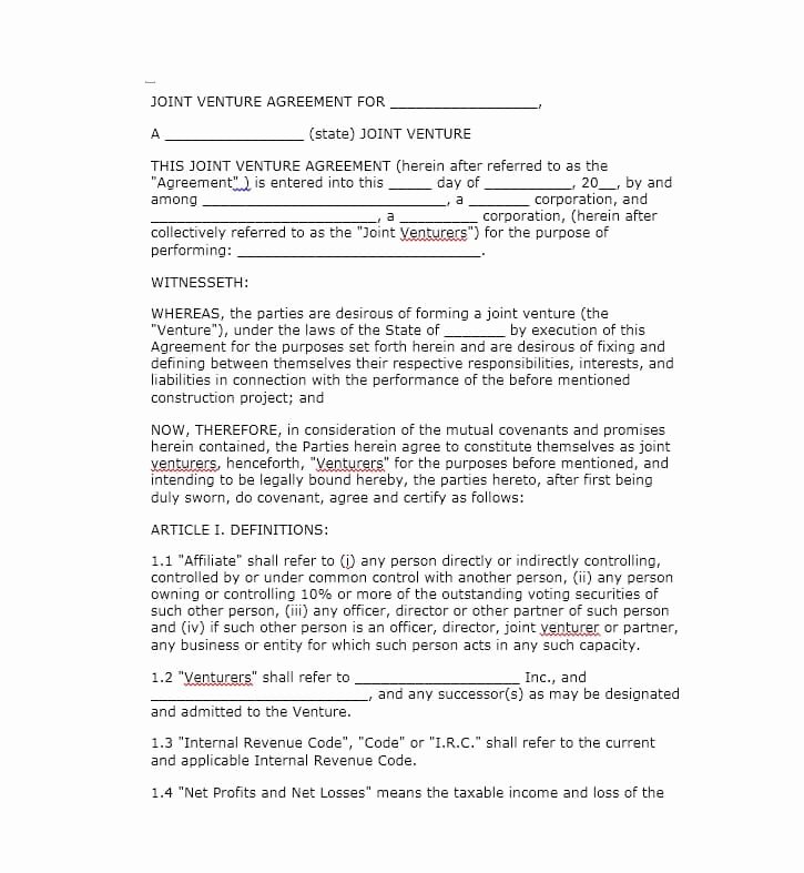 Joint Venture Agreement Pdf Awesome 53 Simple Joint Venture Agreement Templates [pdf Doc] Template Lab