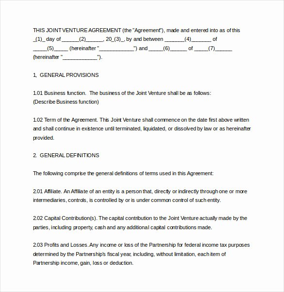 Joint Venture Agreement Pdf Beautiful Joint Venture Agreement Template – 13 Free Word Pdf Document Download