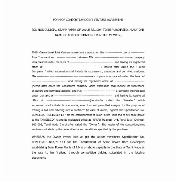Joint Venture Agreement Pdf Elegant Joint Venture Agreement Template – 13 Free Word Pdf Document Download