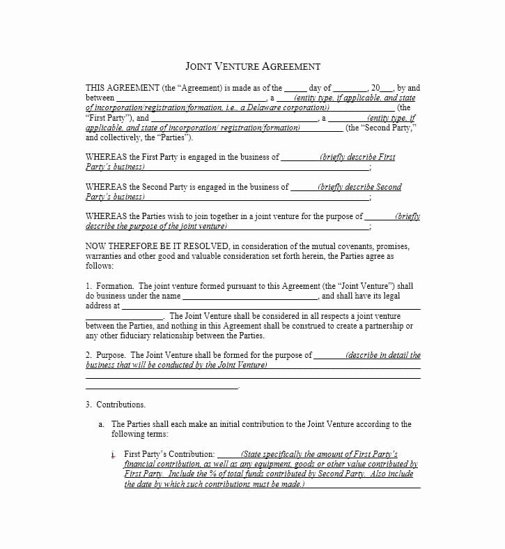 Joint Venture Agreement Pdf Luxury Joint Venture Agreement Template
