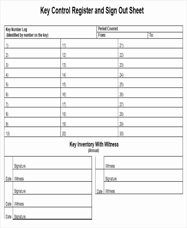 Key Sign Out Sheet Lovely 9 Sample Key Log Templates Pdf Word Excel