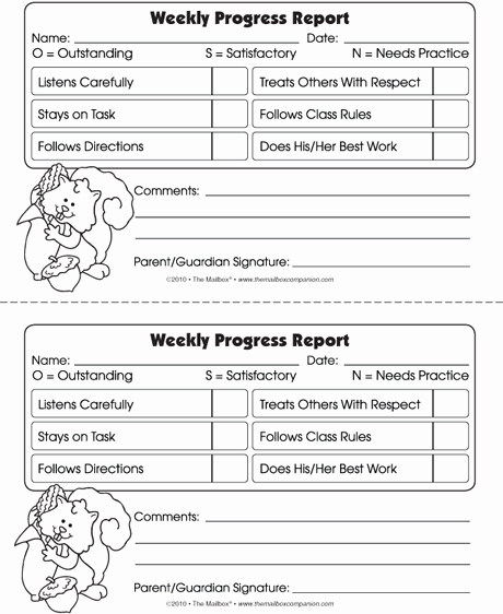 Kindergarten Progress Report Template Lovely November Weekly Progress Report … Preschool Ideas