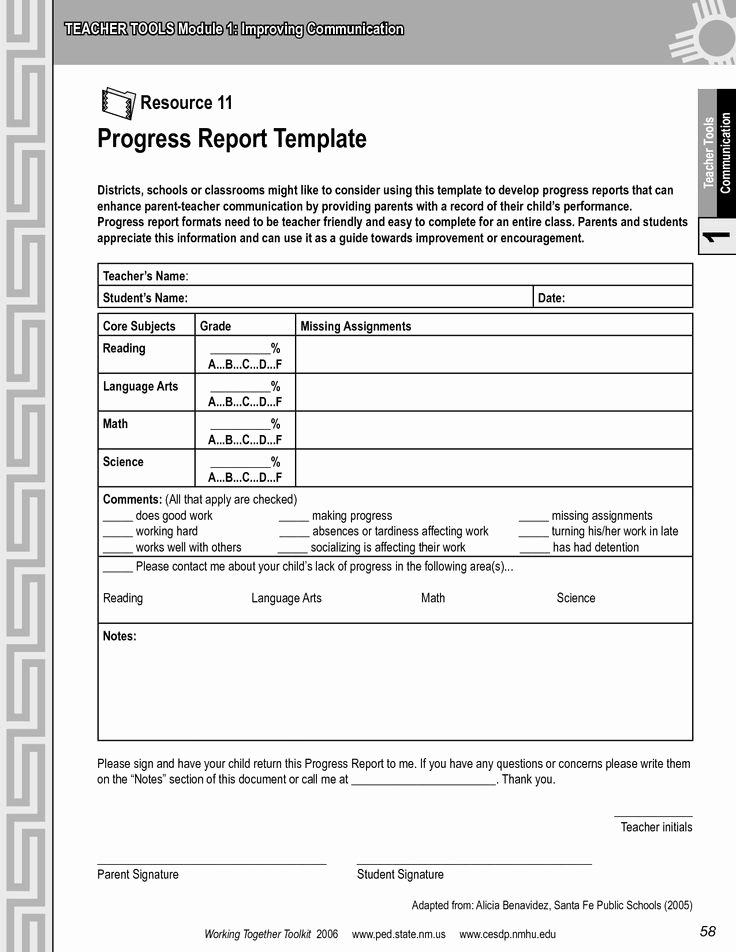 Kindergarten Progress Report Template Luxury Progress Report Template Progress Report Template Pdf Homeschool