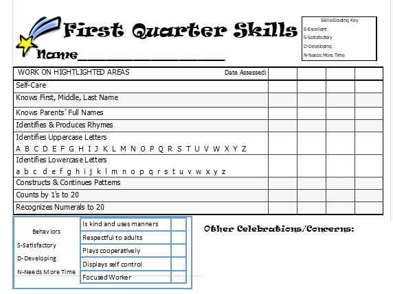 Kindergarten Report Card Template Awesome Mrs O S Kindergarten and Family Blog Report Card Skills