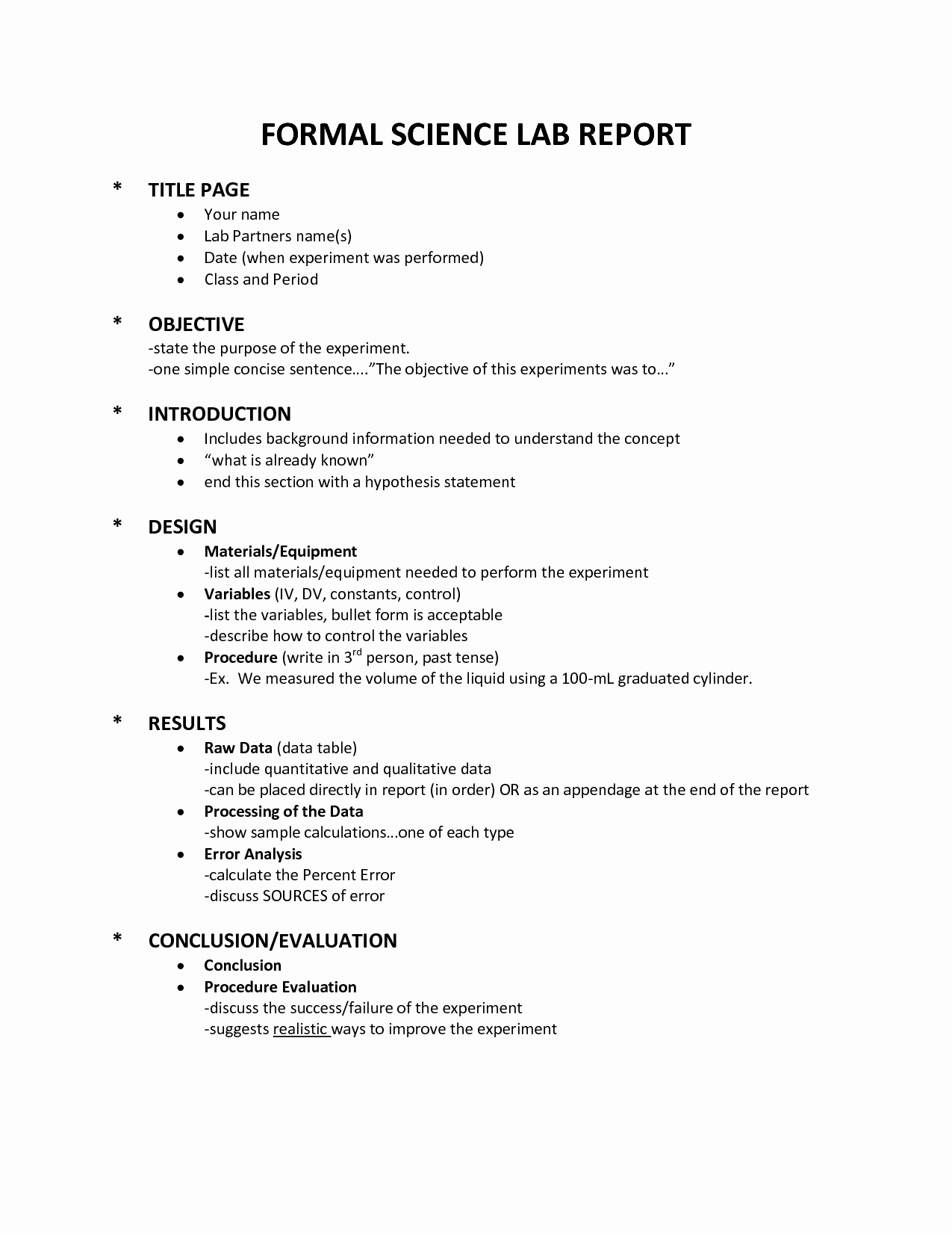 Lab Report Template Middle School Lovely Science Lab Report Template