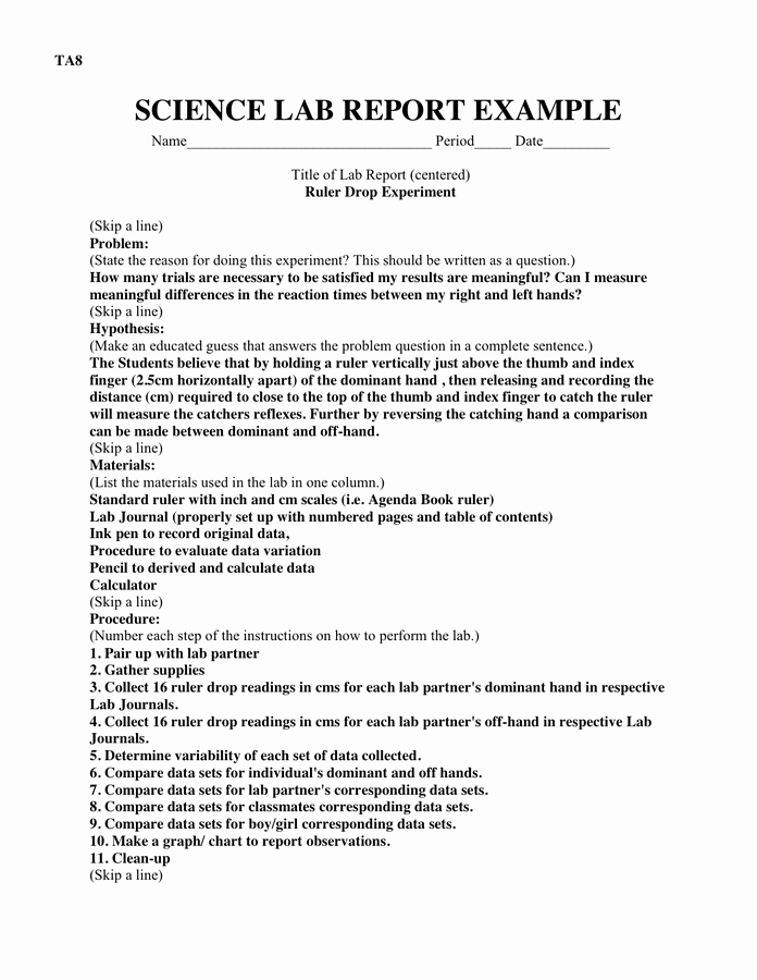 Lab Report Template Middle School Luxury Science Lab Report Template