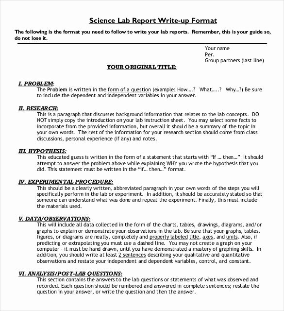 Lab Report Template Middle School Unique Science Lab Report Template