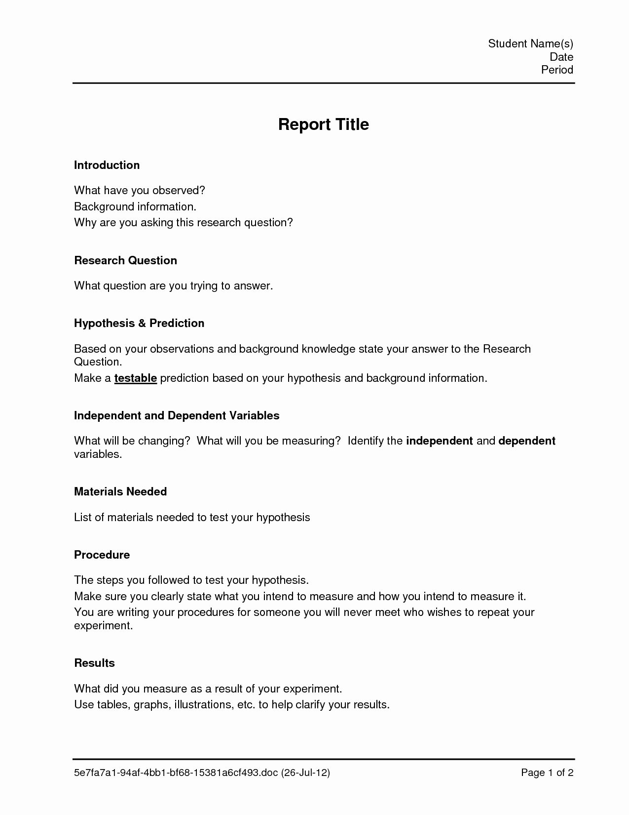 Lab Report Template Word Fresh Lab Report Template