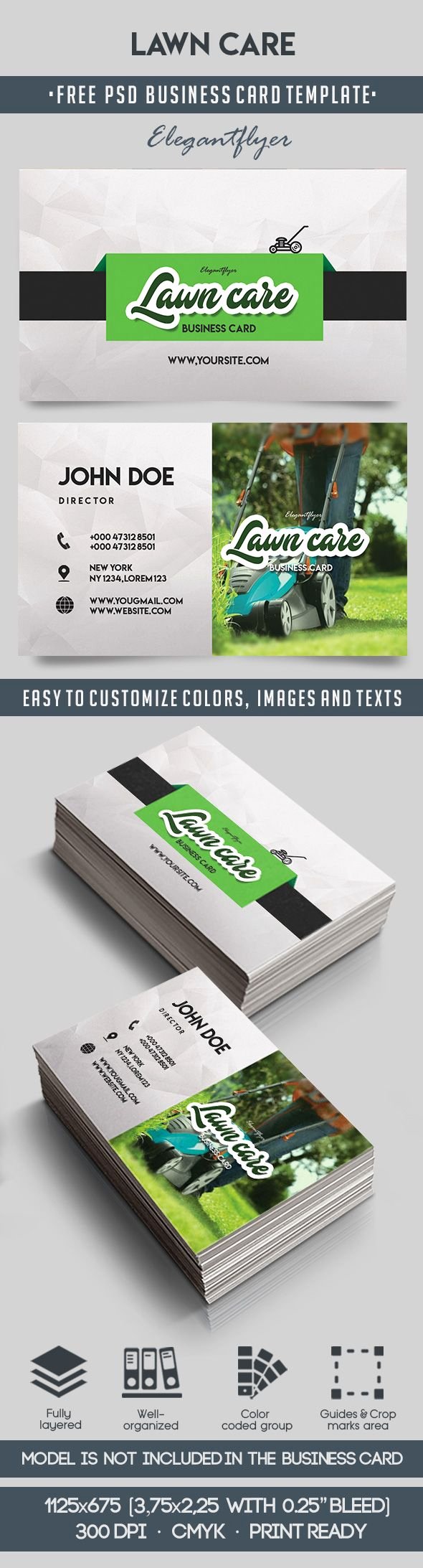 Landscaping Business Card Template Fresh Lawn Care – Free Business Card Templates Psd – by Elegantflyer