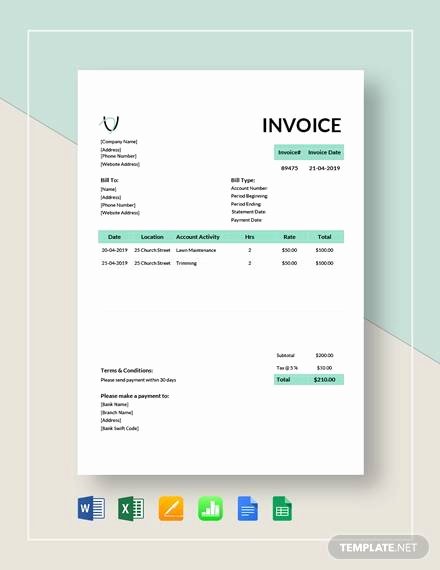 Landscaping Invoice Template Free Best Of Sample Landscaping Invoice 6 Examples In Pdf Word Excel