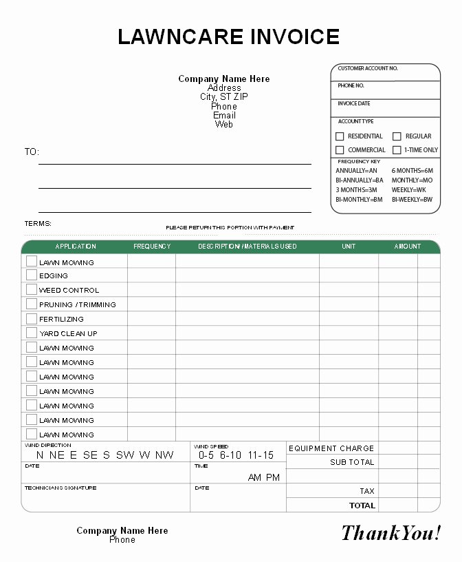 Landscaping Invoice Template Free Luxury Lawn Care Invoice Templates