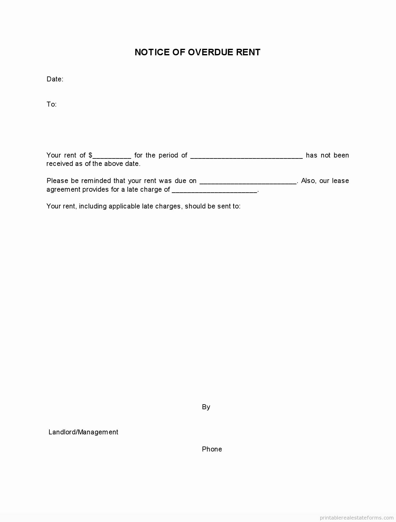 Late Rent Notice Pdf Awesome Sample Printable Notice Of Overdue Rent form Printable Real Estate forms 2014 In 2019