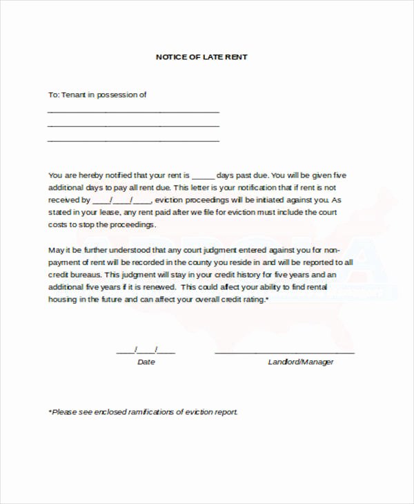 Late Rent Notice Pdf Luxury 39 Free Notice forms