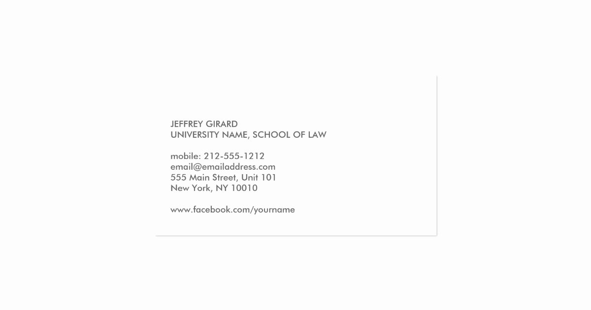 Law Student Business Cards Luxury Law Student Modern Business Card