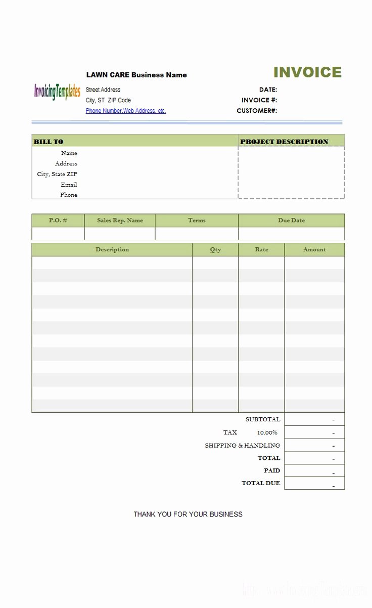 Lawn Care Estimate form Inspirational Lawn Care Invoice Template Landscaping Business Pinterest