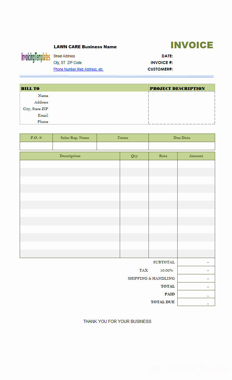 Lawn Care Invoice Template Awesome Lawn Care Invoice Template