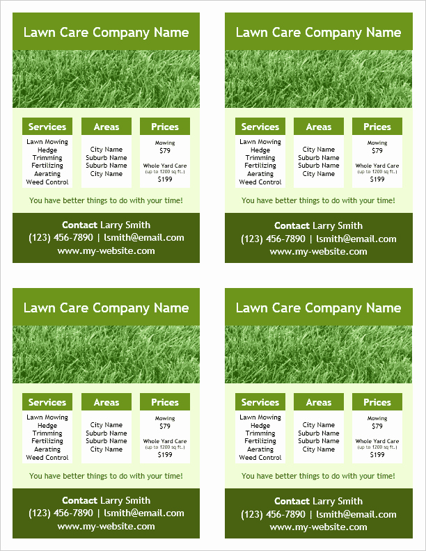 Lawn Mower Flyers Templates Unique Lawn Care Flyer Template for Word