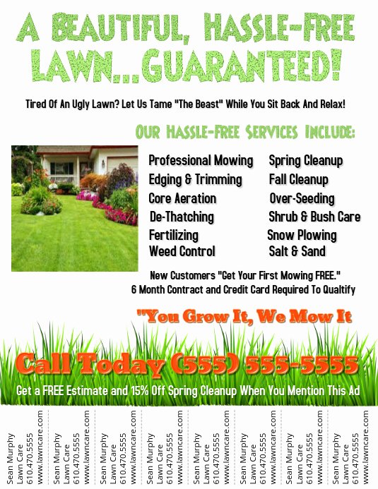 Lawn Mowing Flyers Templates Elegant Lawn Service Template