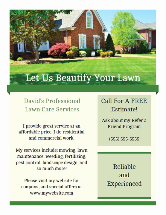 Lawn Mowing Flyers Templates Inspirational Printable Lawn Care Business Flyer Templates
