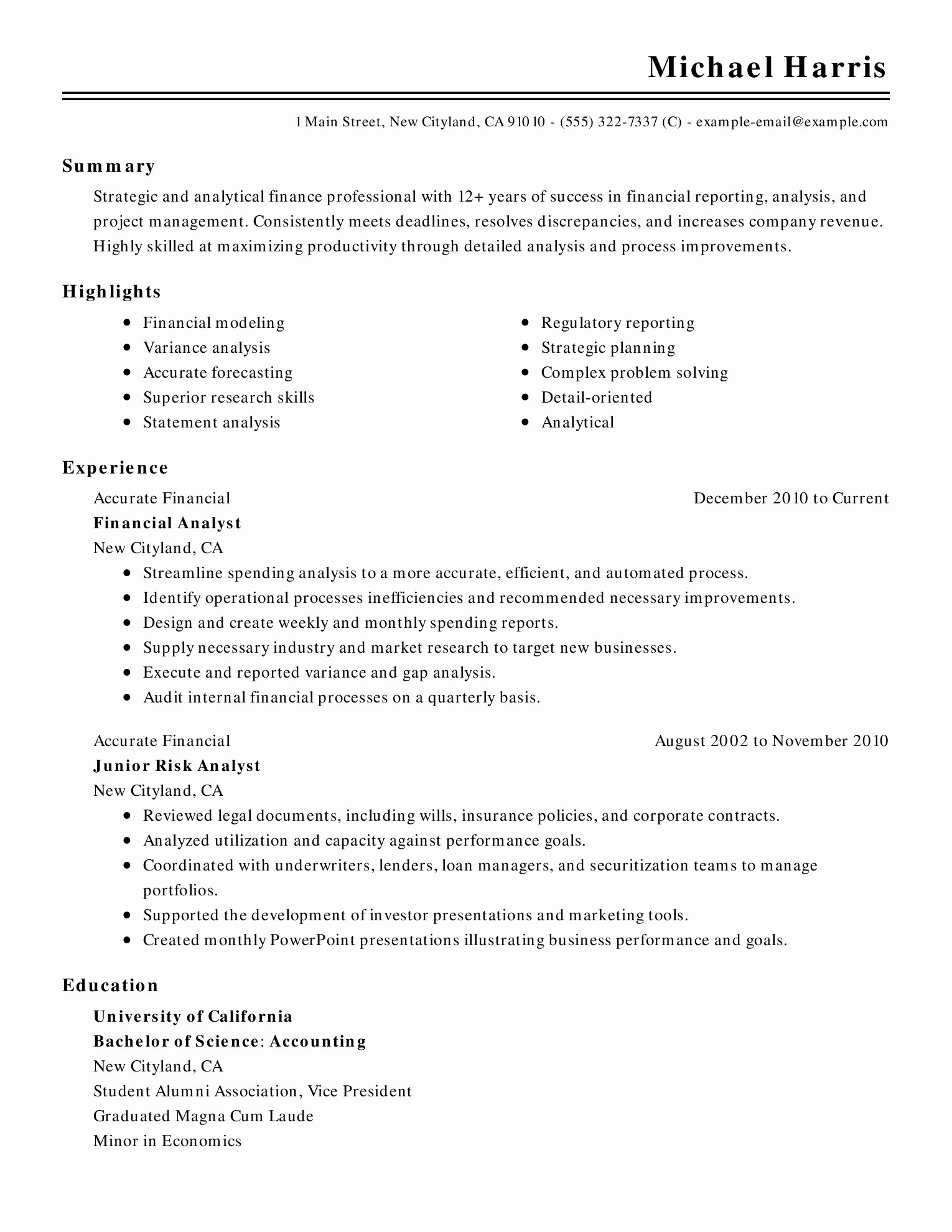Legal Resume Template Word Best Of Accounting and Finance Resume Template for Microsoft Word