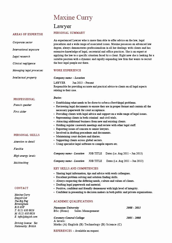 Legal Resume Template Word Best Of Lawyer Cv Template Resume Example Sample solicitor Corporate Professional Personal Injury