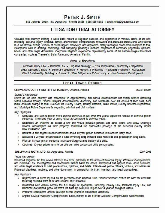 Legal Resume Template Word Lovely Trial attorney Resume Example