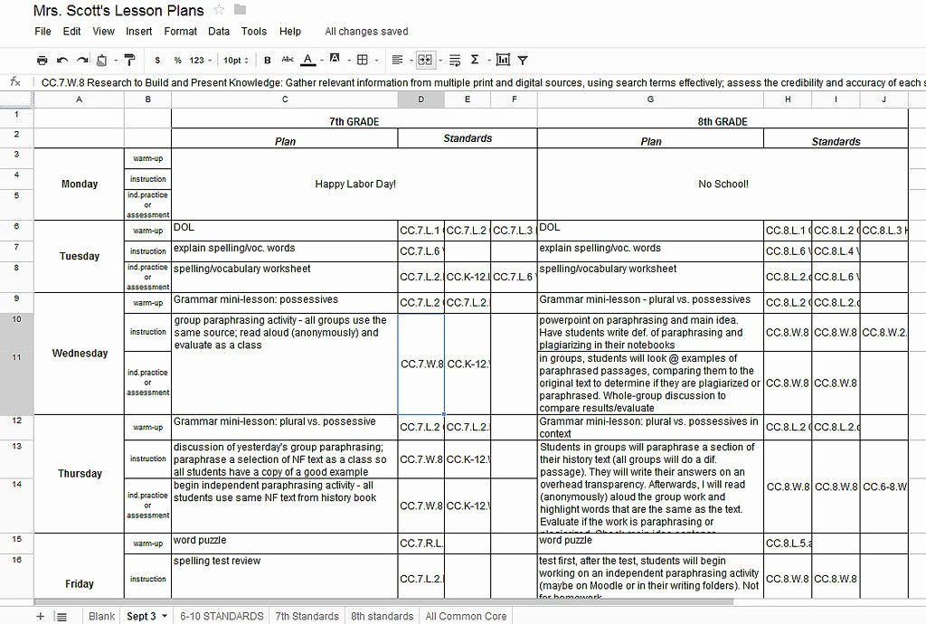 Lesson Plan Template Common Core Unique Using Google Docs for Lesson Plans and Labeling the Mon Core State Standards