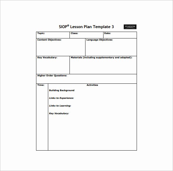 Lesson Plan Template Doc Beautiful Siop Lesson Plan Template 2