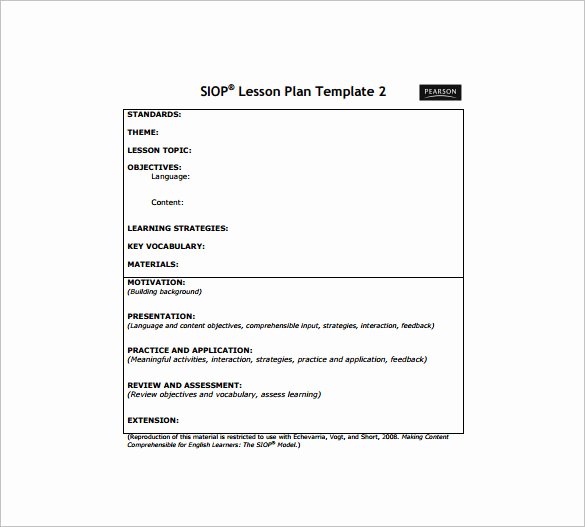 Lesson Plan Template Doc Inspirational 10 Siop Lesson Plan Templates Doc Excel Pdf