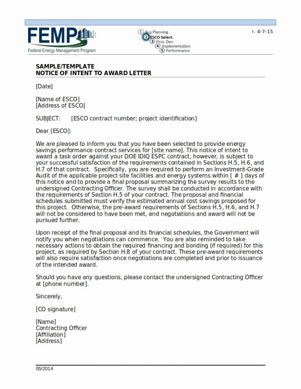 Letter Of Intent Construction Inspirational Free 11 Awarding Contract Letter Template In Pdf
