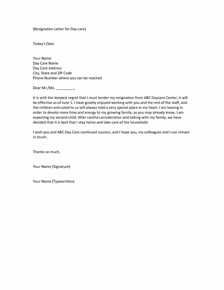 Letter Of Recommendation Child Care Luxury Letter Resignation Teacher Gallery S