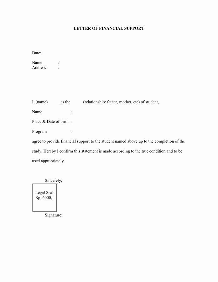 Letter Of Support format Elegant Sample Letter Of Financial Support Pdf Doc Page 1 Of 1 Letter Example