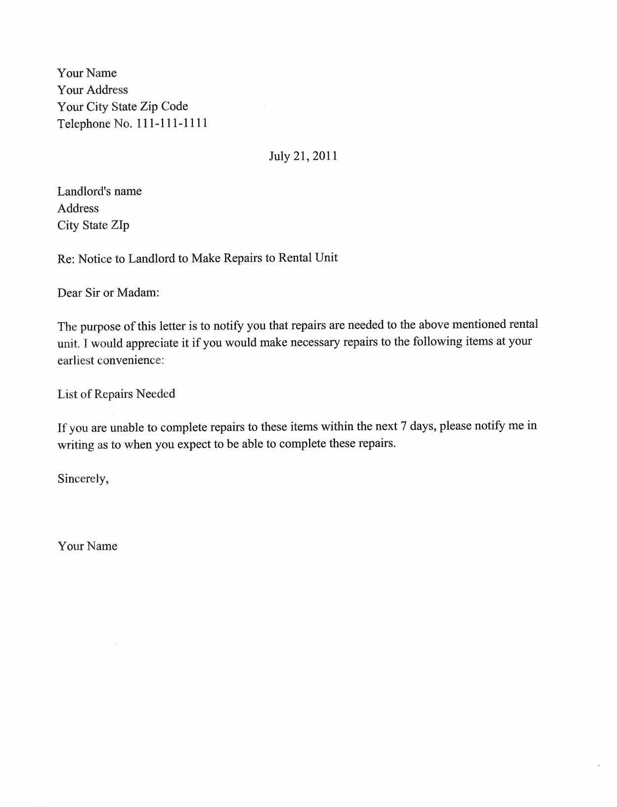 Letter to Landlord for Repairs Fresh Best S Of Tenant Notice Letter for Repairs Tenant Inspection Notice Letter Template