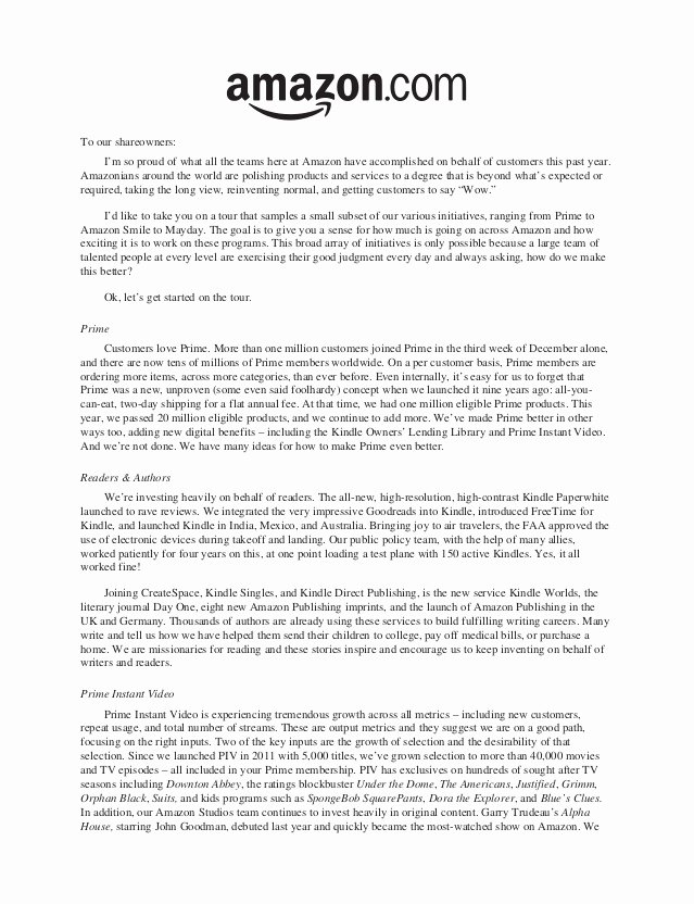 Letter to Shareholders Template Inspirational Jeff Bezos 2013 Amazon Letter to Holders